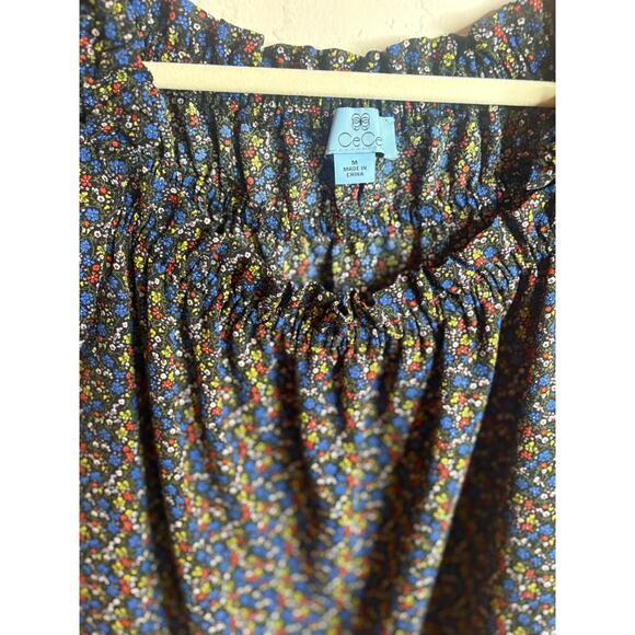 CeCe Women's Ruffled Square Neck Floral Top Size M 6-10 - Picture 4 of 6